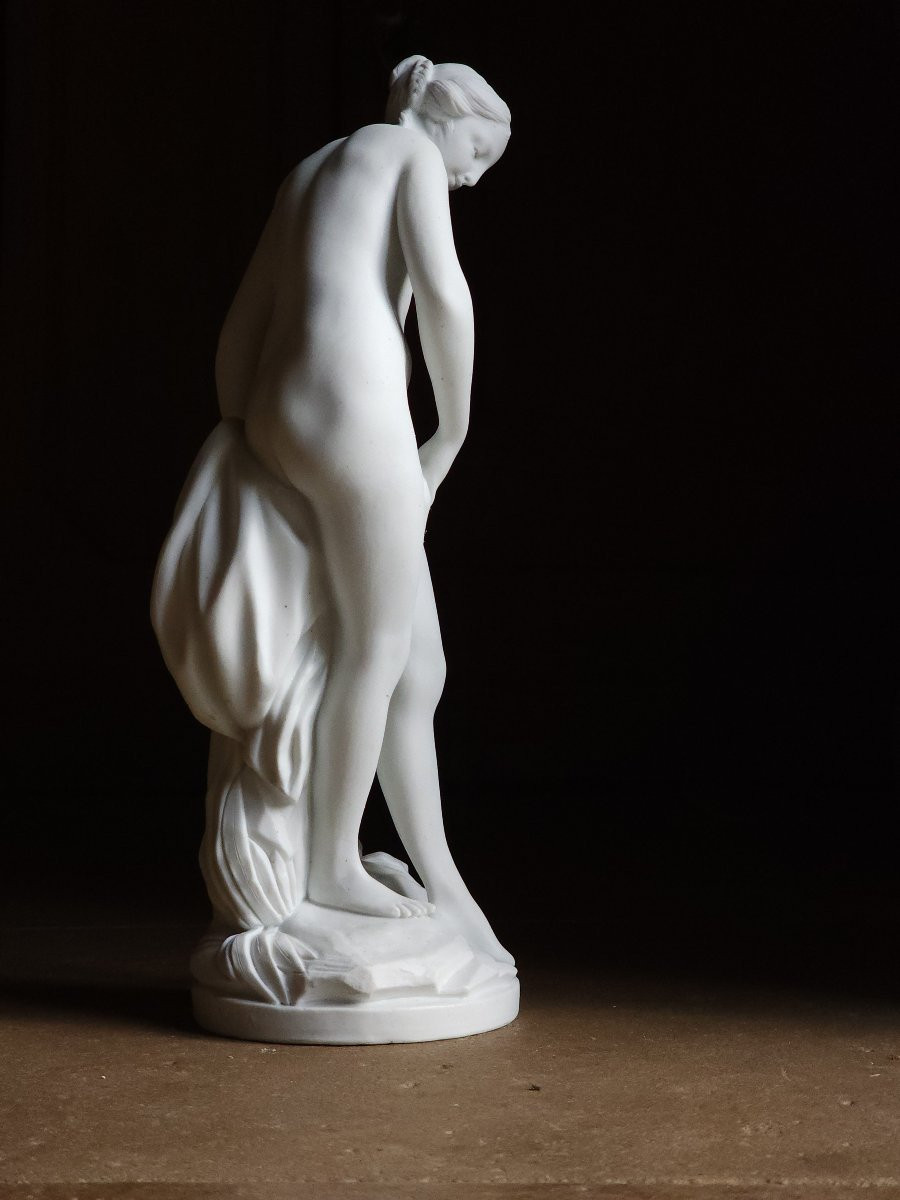 The Bather After Falconet Biscuit Vtm Porcelaine De France In Villenauxe The Large 31 Cm-photo-7