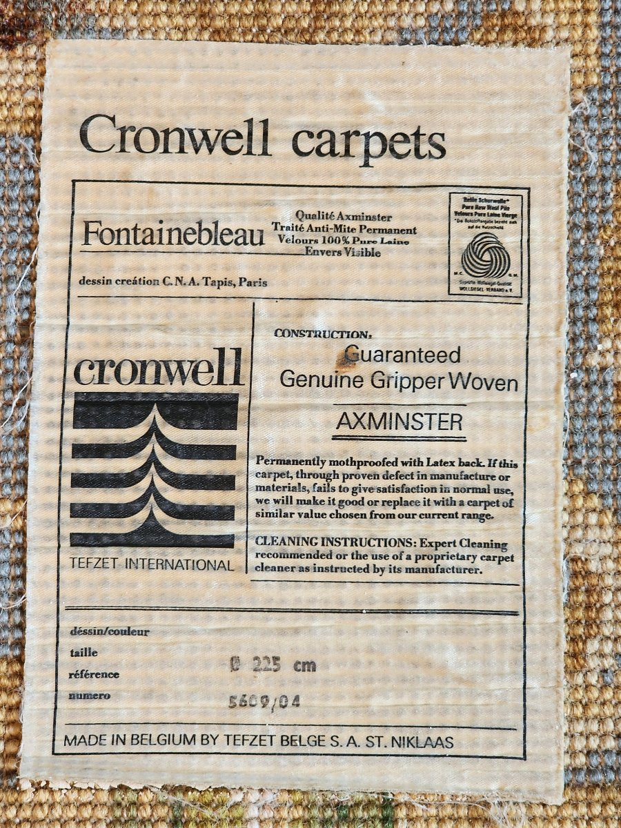 Cronwell Carpets Fontainebleau Velvet Rug, 100% Pure Wool, 225 Cm Diameter, Circa 1960-photo-1