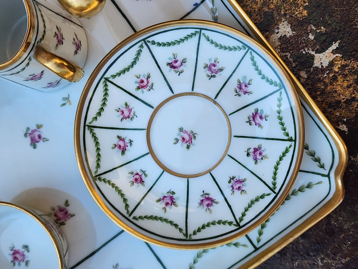 65 "tête-à-tête" Coffee Set In Limoges Porcelain, Signed Mg.-photo-2