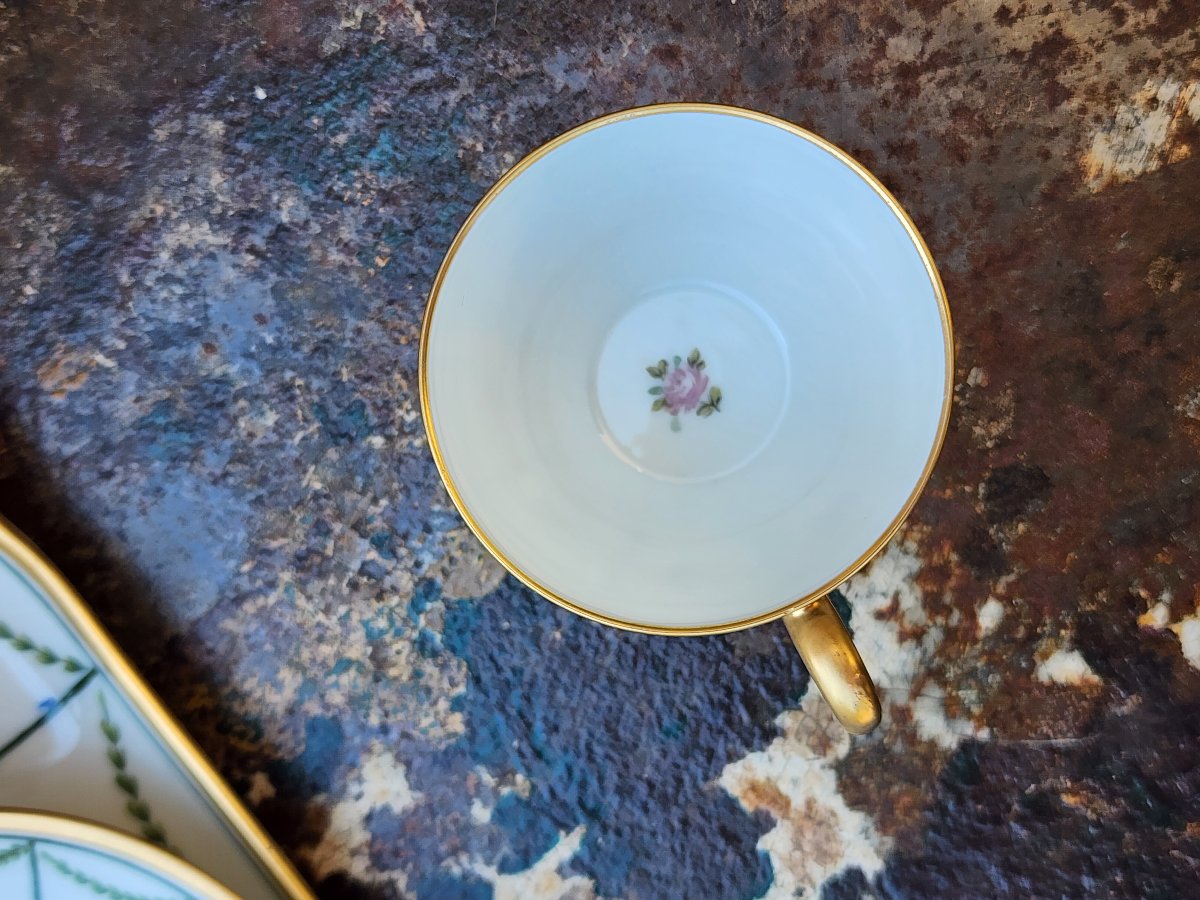65 "tête-à-tête" Coffee Set In Limoges Porcelain, Signed Mg.-photo-1