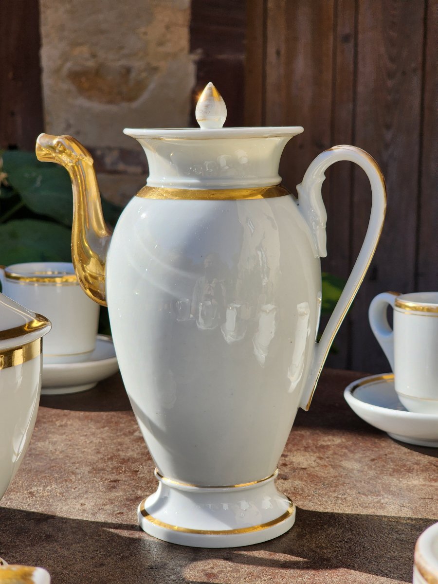 Empire-style Coffee Set From Brulots, Made Of Paris Porcelain, 26-piece Set, 19th Year Of The Napoleonic Era -photo-2