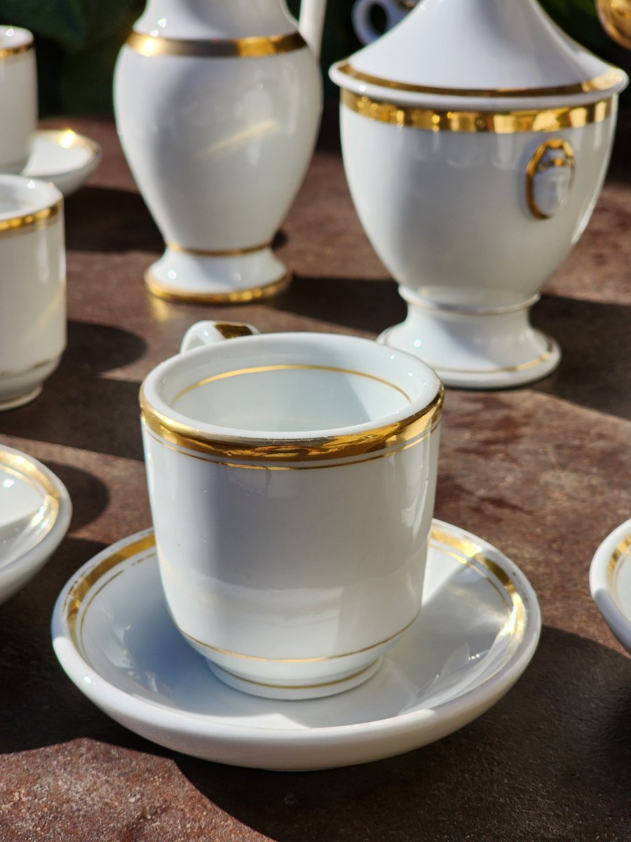 Empire-style Coffee Set From Brulots, Made Of Paris Porcelain, 26-piece Set, 19th Year Of The Napoleonic Era -photo-3