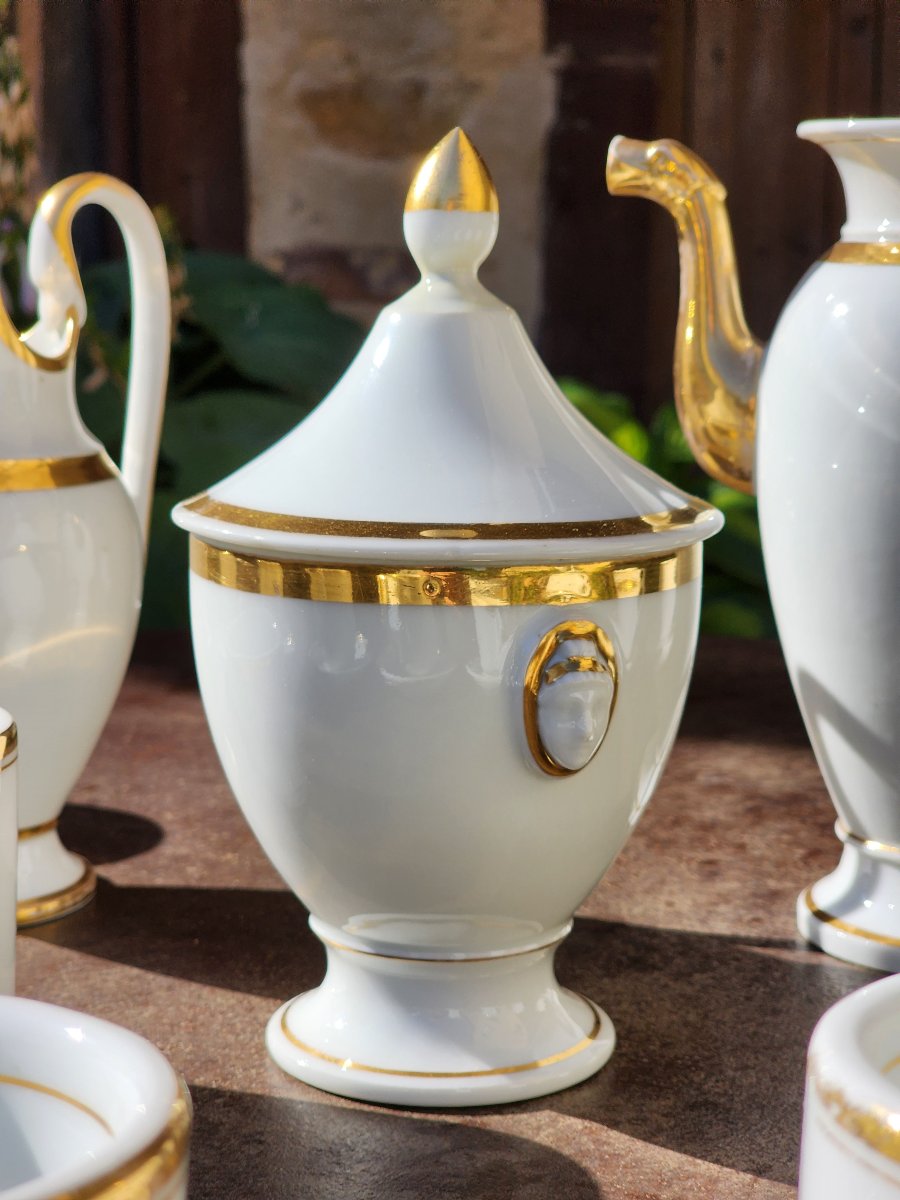 Empire-style Coffee Set From Brulots, Made Of Paris Porcelain, 26-piece Set, 19th Year Of The Napoleonic Era -photo-4