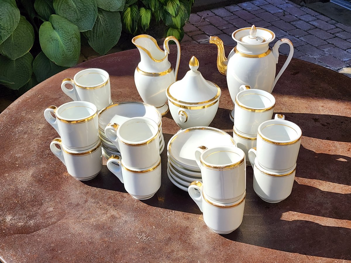 Empire-style Coffee Set From Brulots, Made Of Paris Porcelain, 26-piece Set, 19th Year Of The Napoleonic Era -photo-3