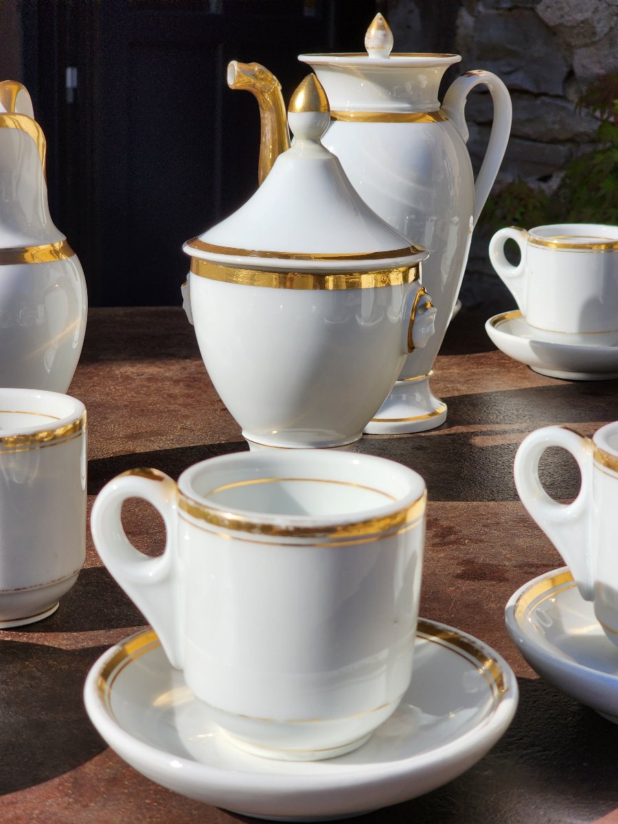 Empire-style Coffee Set From Brulots, Made Of Paris Porcelain, 26-piece Set, 19th Year Of The Napoleonic Era -photo-7