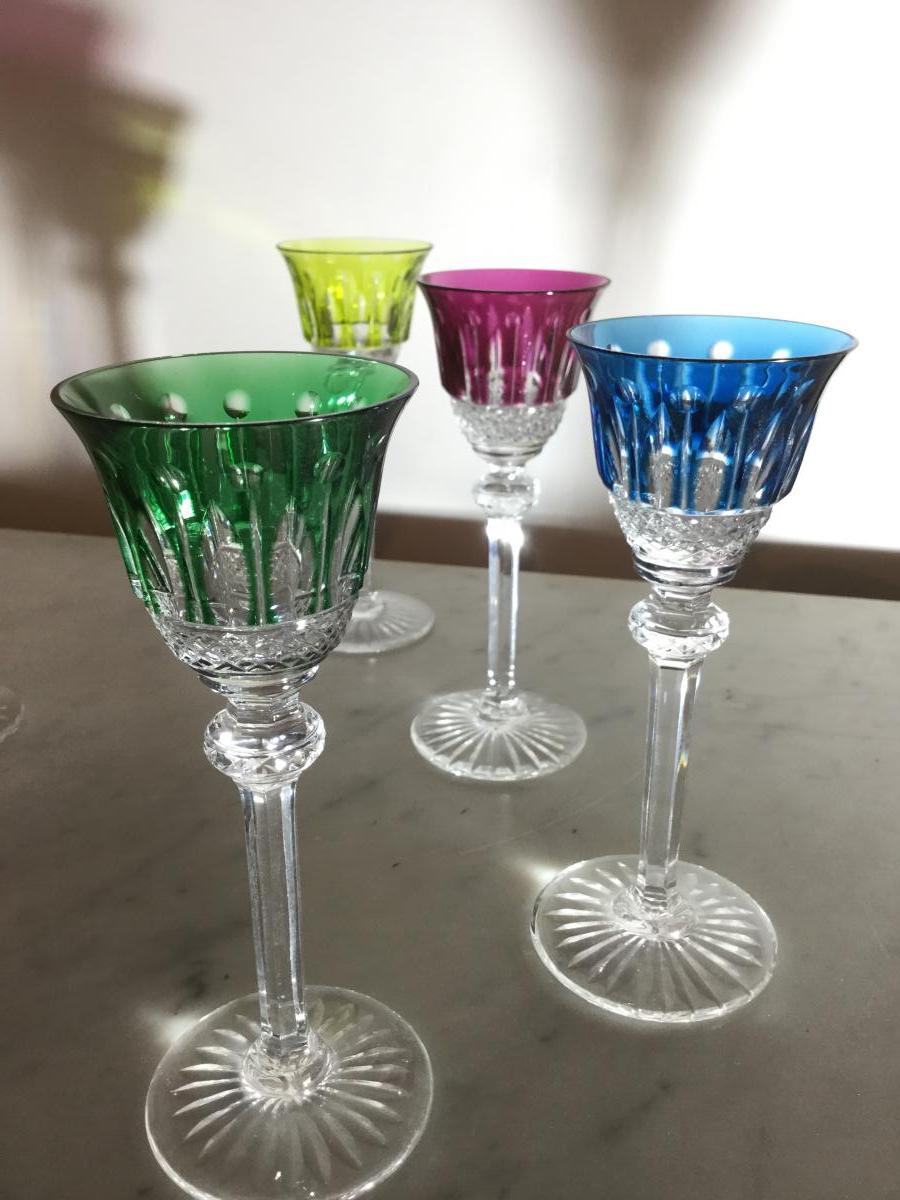 Saint Louis Modele Tommy Serie De 6 Verres à Pied De Couleur à Chartreuse Hauteur 13,4 Cm-photo-2