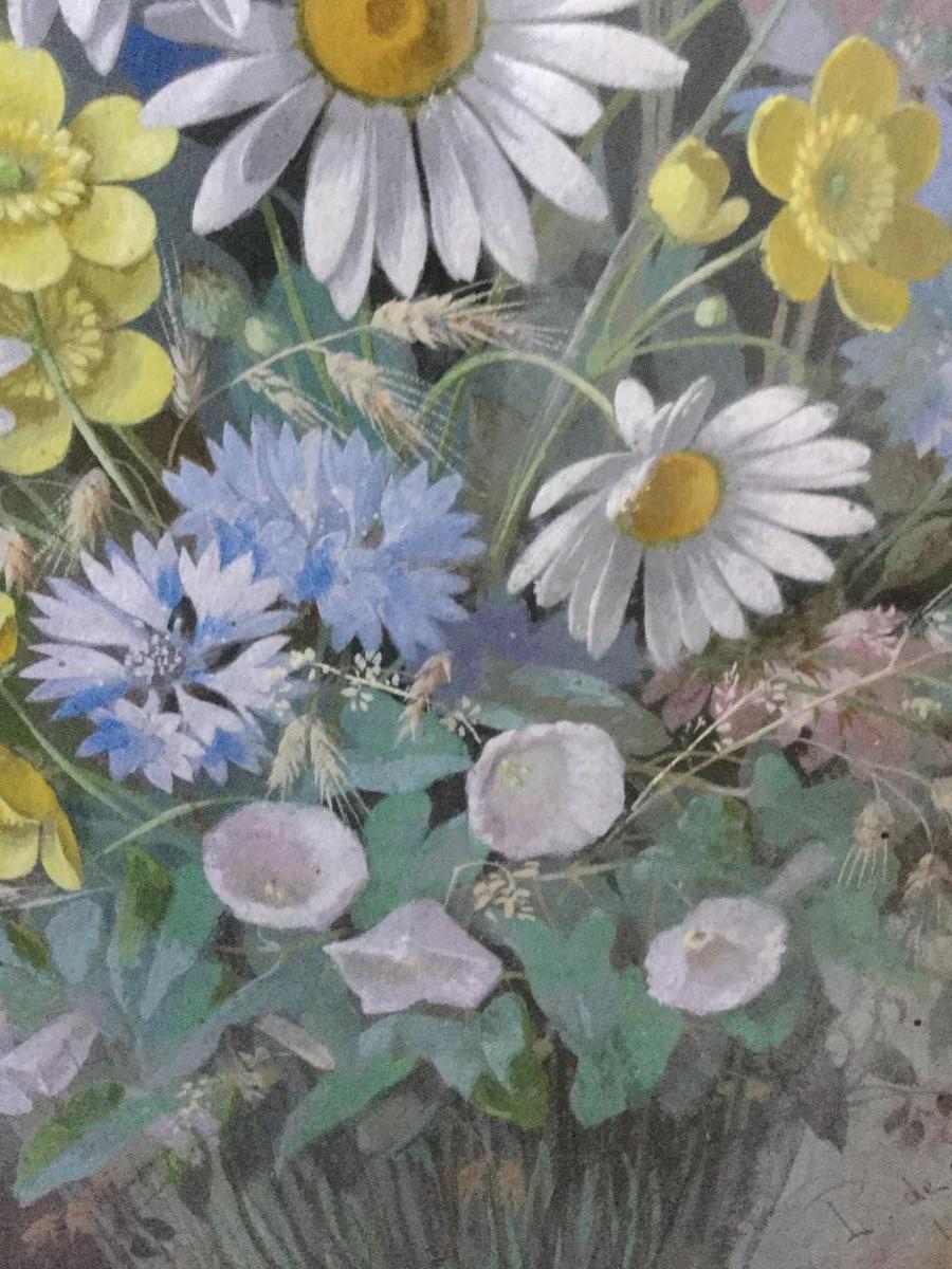 De Longpre Paul Hollywood Gouache 1880 Bouquet  Aux Marguerites  Villeurbanne Los Angeles -photo-4