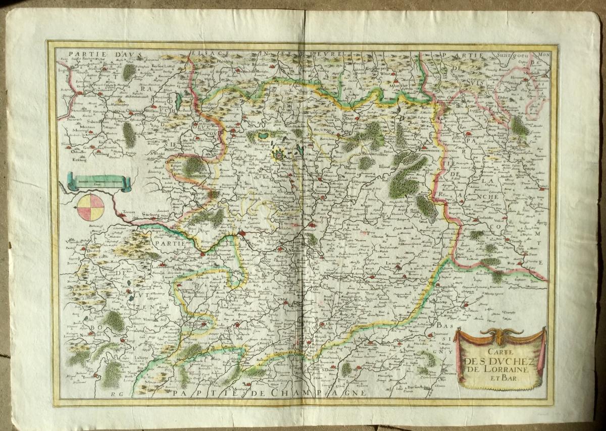 Carte Du Duché De Lorraine Et De Bar Par Mariette 1653 17 Eme Nancy Toul Metz Verdun 