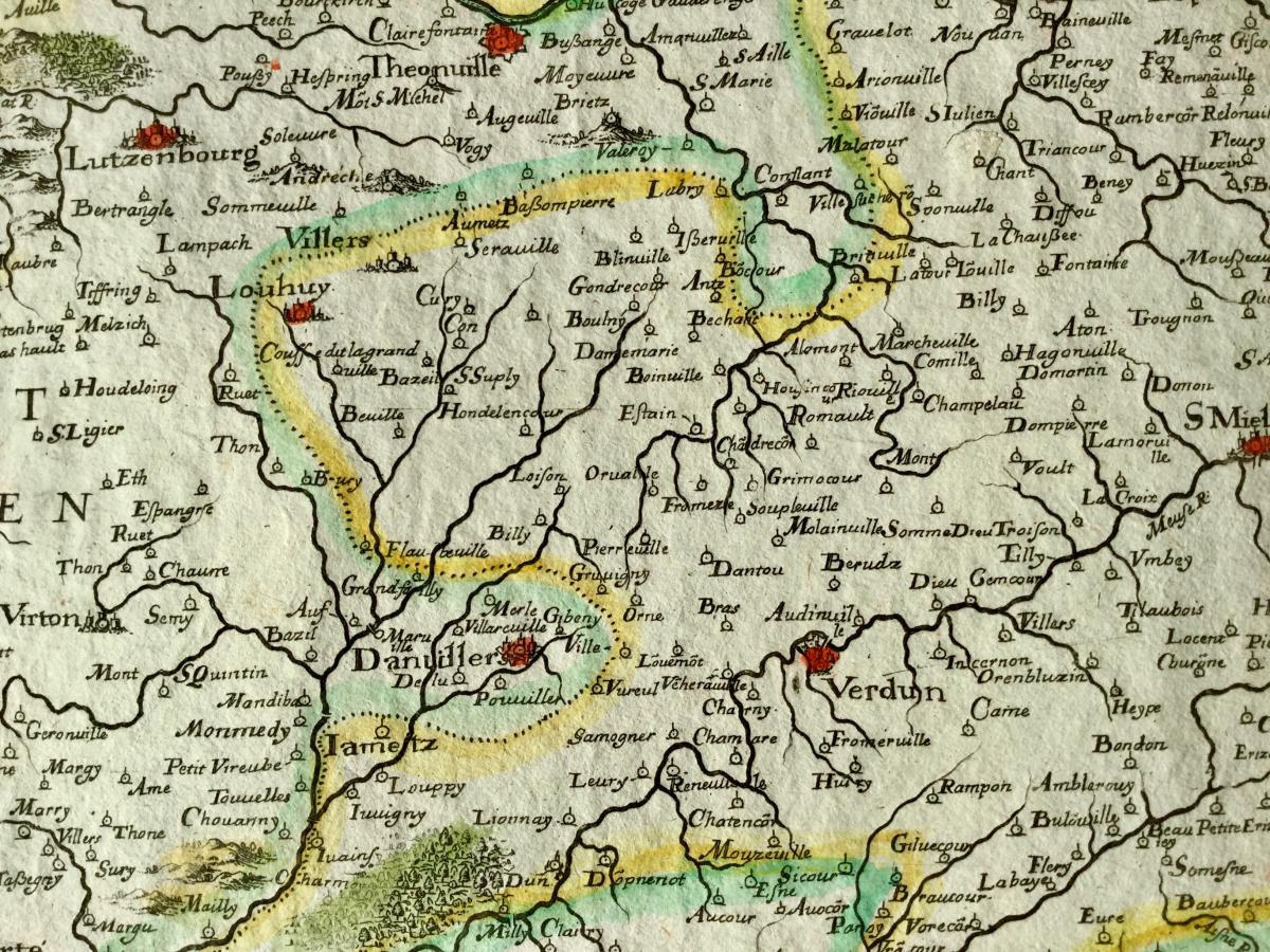 Carte Du Duché De Lorraine Et De Bar Par Mariette 1653 17 Eme Nancy Toul Metz Verdun -photo-4