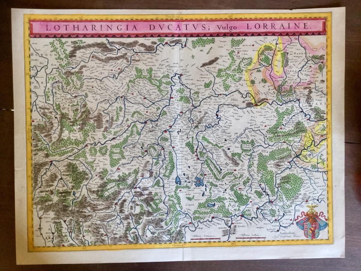 1642 Map Lorraine Blamont Luneville Frouart Nancy St Die Blaeu Blaeuw