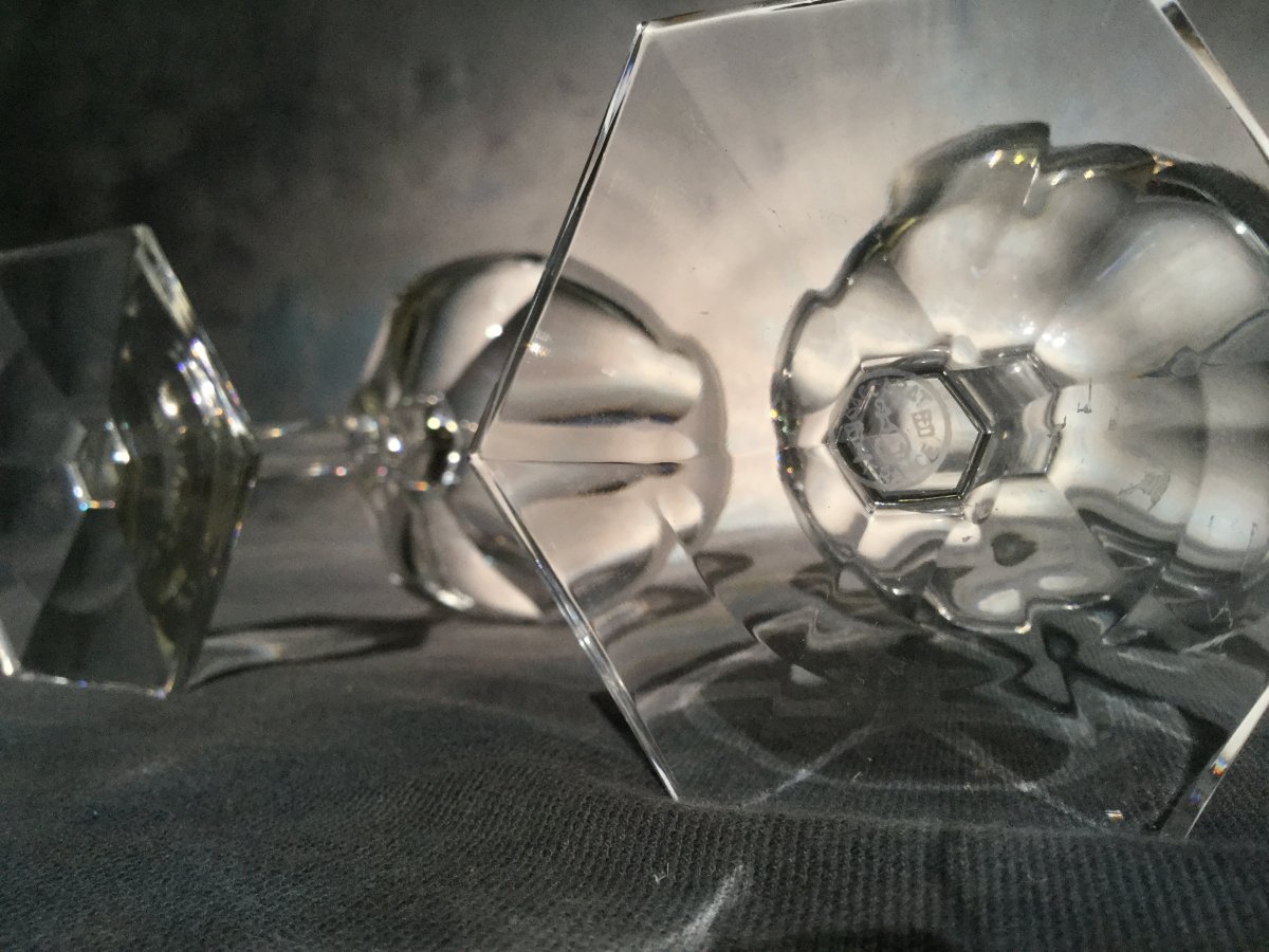 Baccarat Modèle Compiegne 6 Coupes à Champagne Estampillées Baccarat Hauteur 13,4 Cm-photo-3