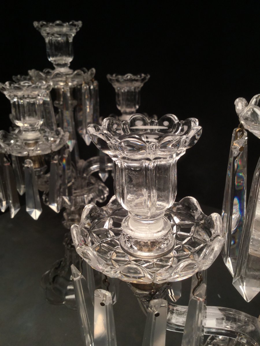 Saint Louis Paire De Candélabres Bougeoirs Girandoles à 4 Lumières Haut  39 -photo-2