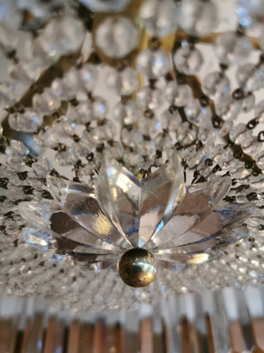 Baccarat Lustre De La Cristallerie De Baccarat à 64 Prismes à Dard D époque Art Déco -photo-1