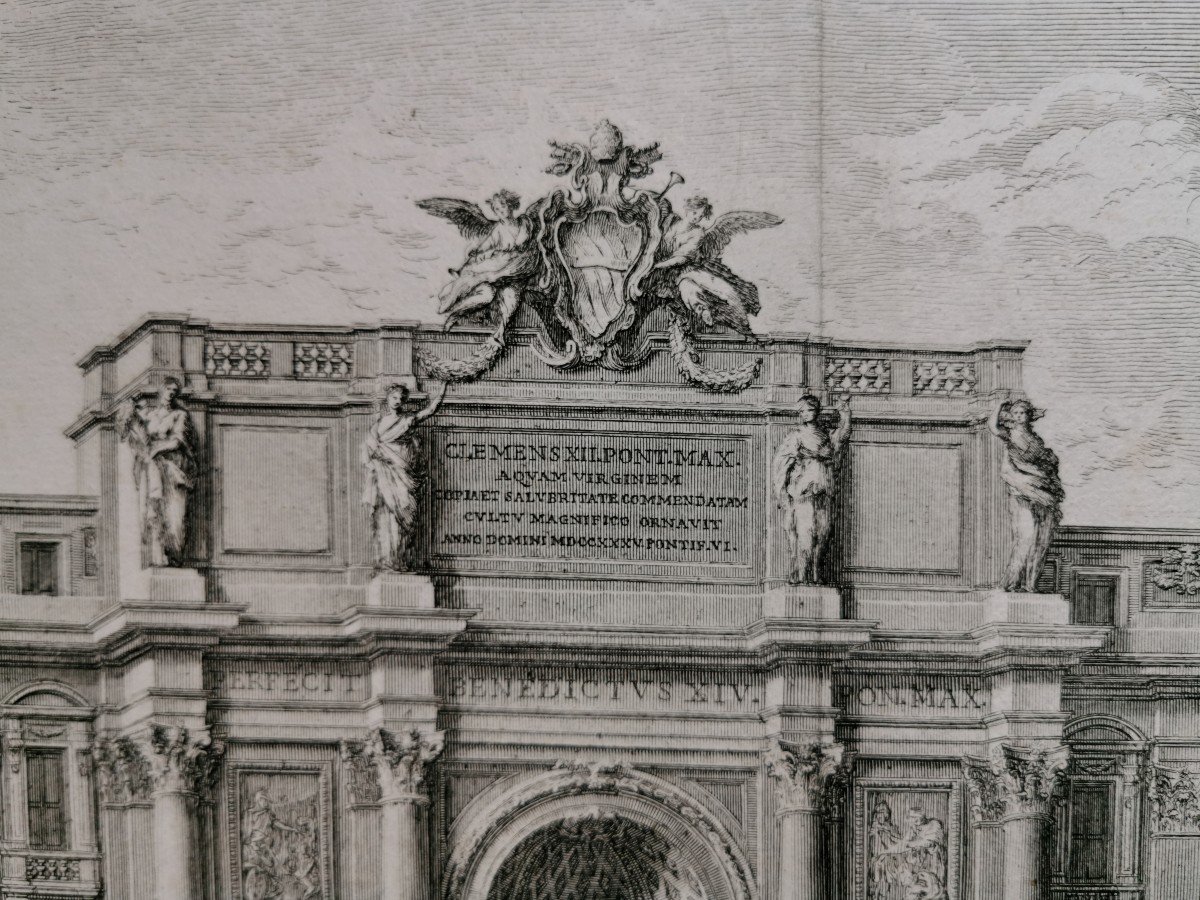 Engraving By Giuseppe Vasi Salvi 1745 Treviso Fountain Rome Veduta Della Fontana Di Trevi Roma-photo-3