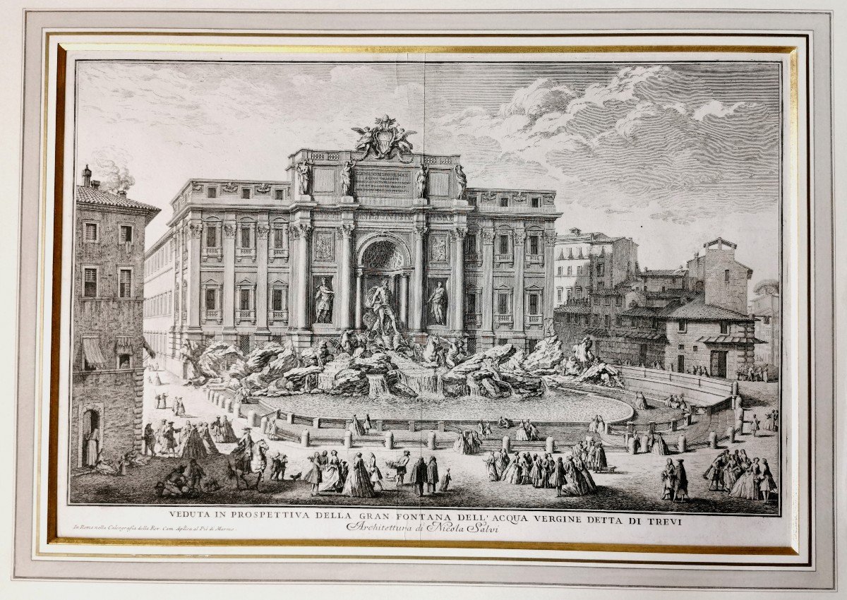 Engraving By Giuseppe Vasi Salvi 1745 Treviso Fountain Rome Veduta Della Fontana Di Trevi Roma