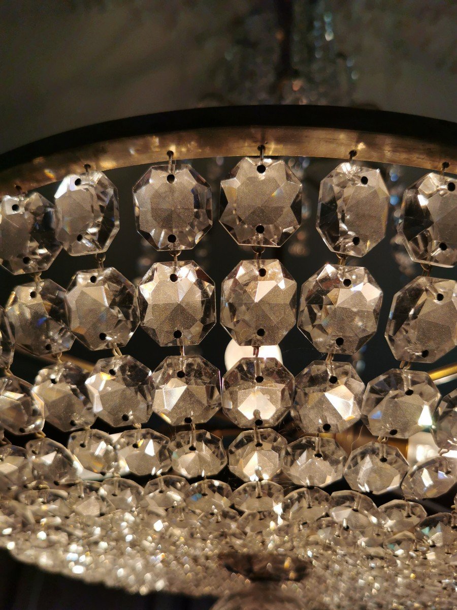 Cristallerie Baccarat Crystal Chandelier D Period Art Deco A Cascade 94 X 50 Cm-photo-3