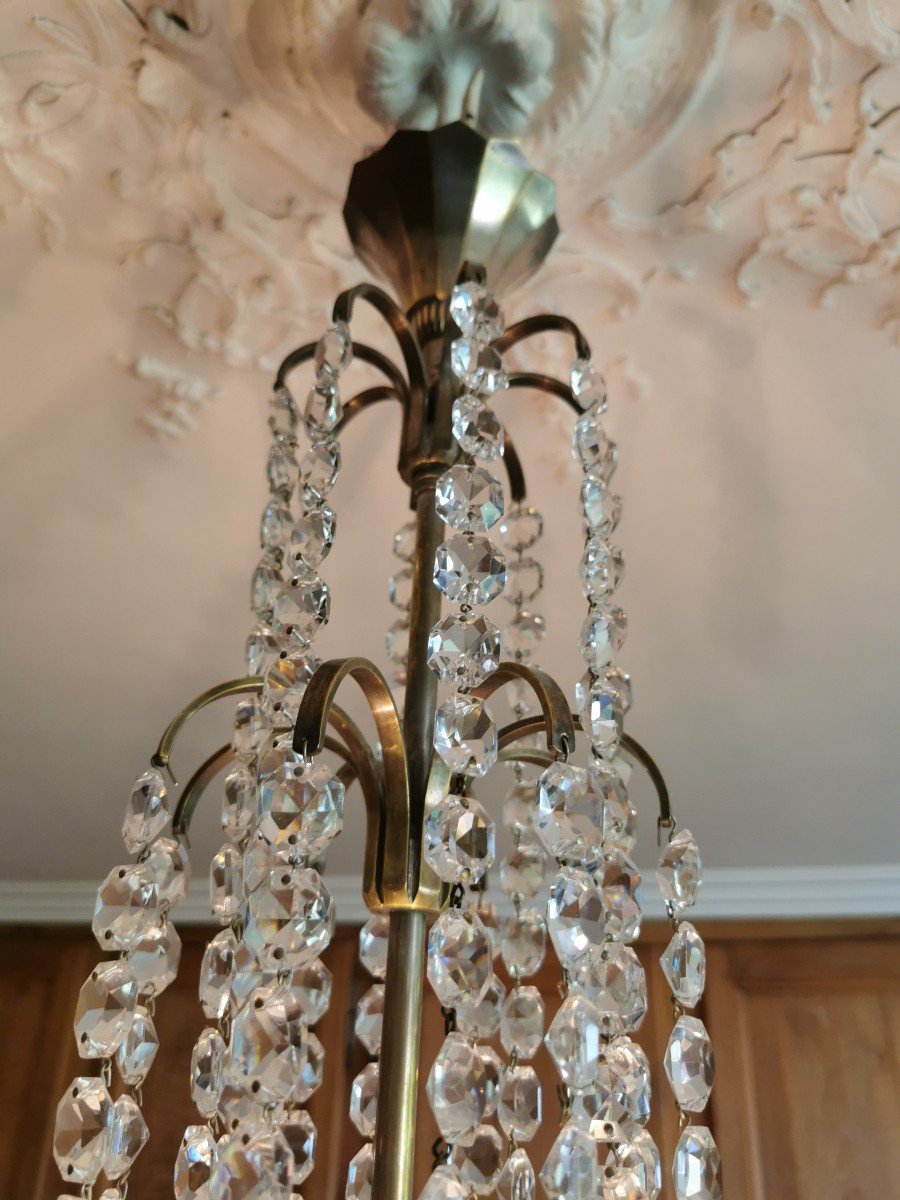 Cristallerie Baccarat Crystal Chandelier D Period Art Deco A Cascade 94 X 50 Cm-photo-4