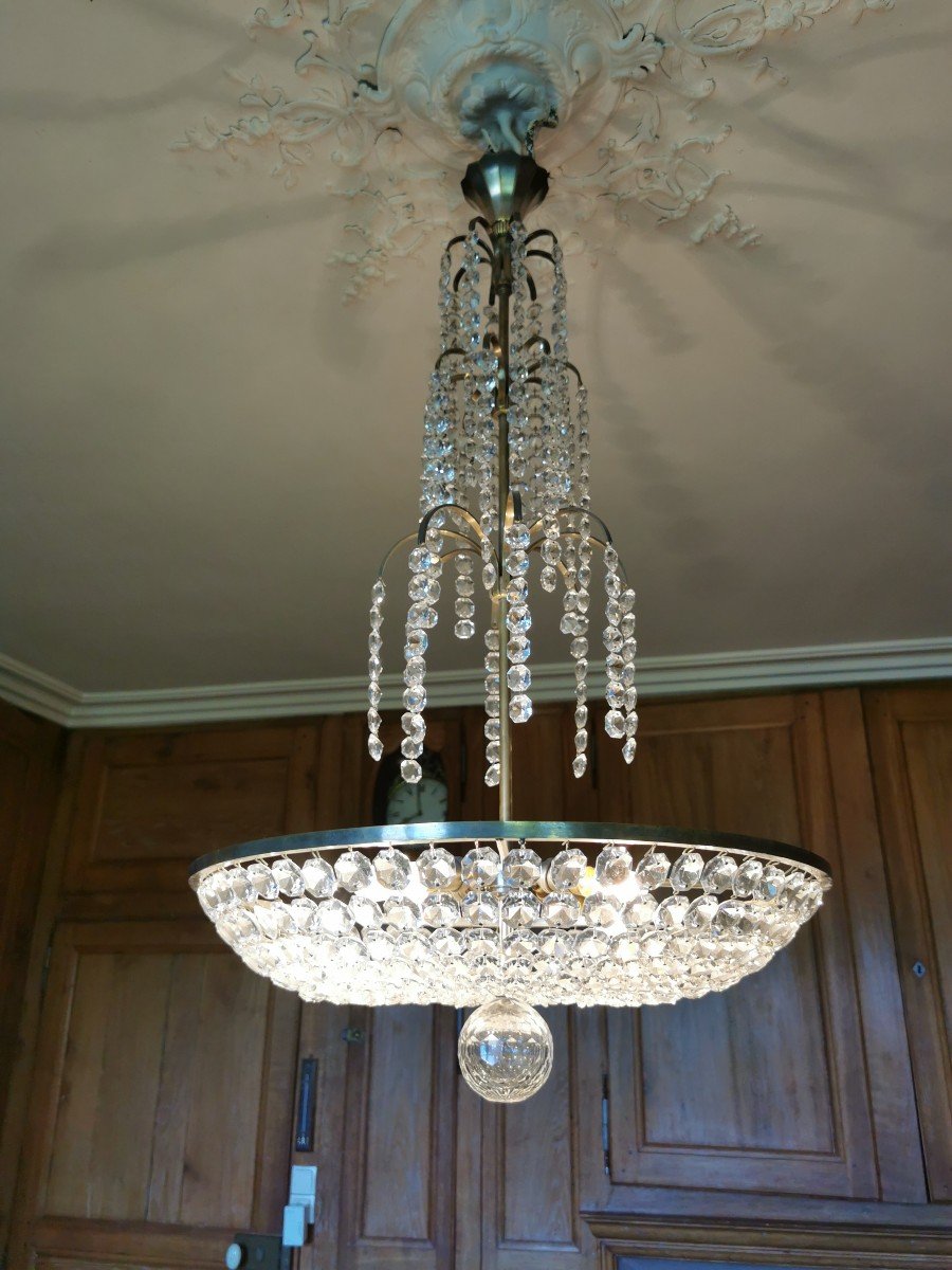 Cristallerie Baccarat Crystal Chandelier D Period Art Deco A Cascade 94 X 50 Cm