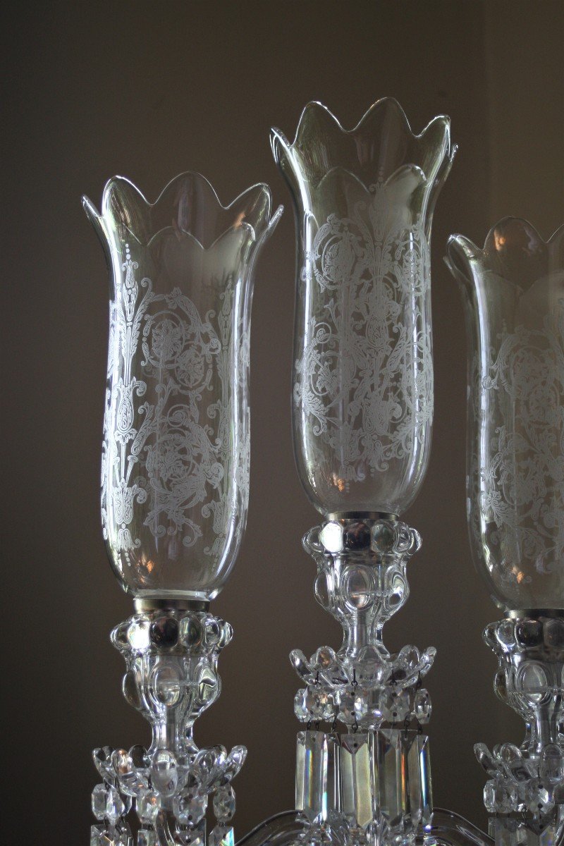 Baccarat Pair Of Candelabra Candlesticks With Tealight A 3 Lights Height 72 Cm Perfect Condition-photo-3