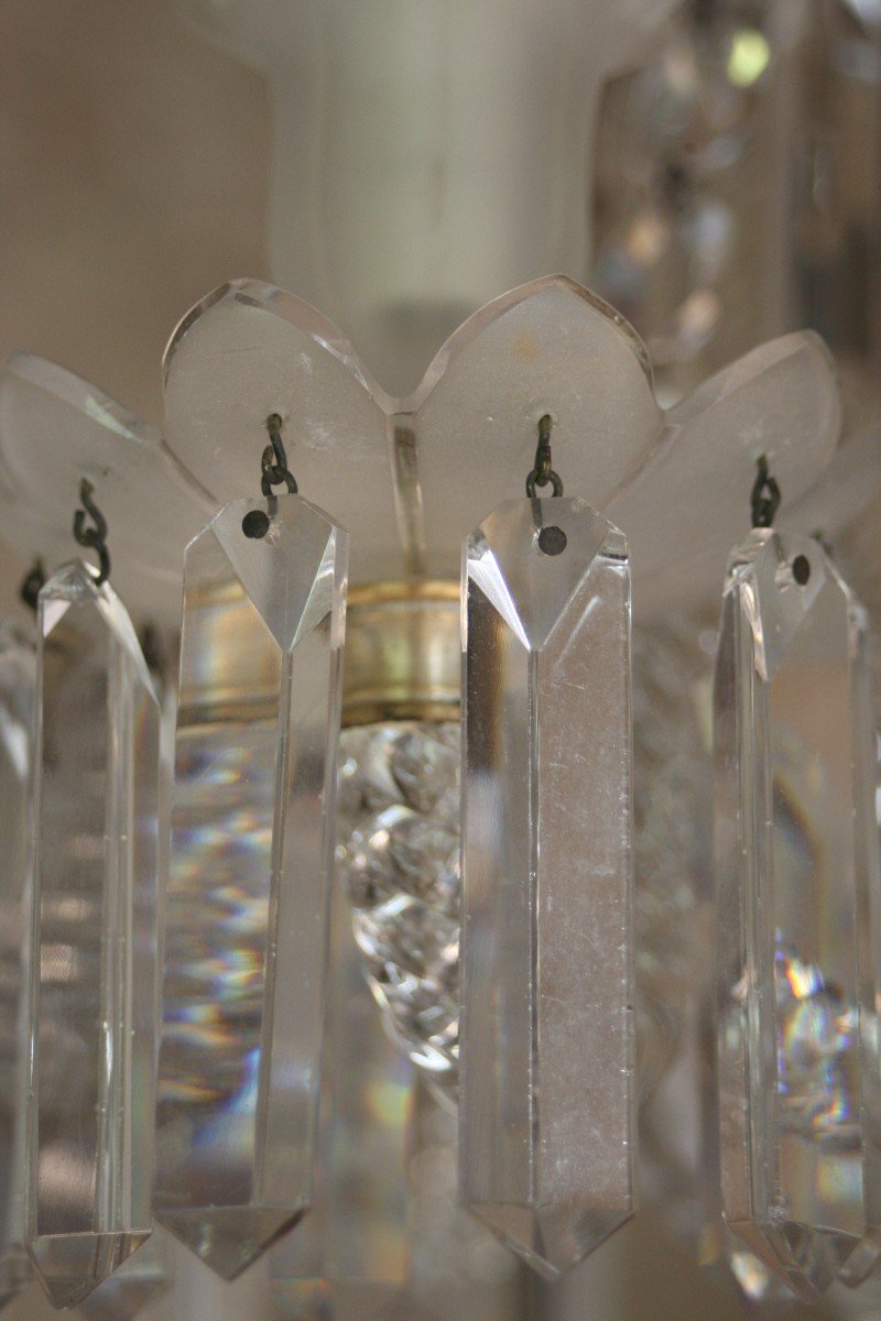Baccarat Authentique Lustre De La Cristallerie De Baccarat  à 6 Bras De Lumières Fin 19 Eme -photo-2