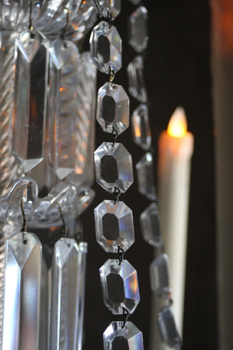 Baccarat Authentique Lustre De La Cristallerie De Baccarat  à 6 Bras De Lumières Fin 19 Eme -photo-7