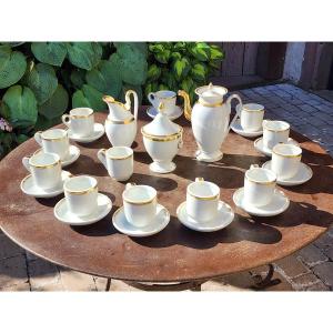 Empire-style Coffee Set From Brulots, Made Of Paris Porcelain, 26-piece Set, 19th Year Of The Napoleonic Era