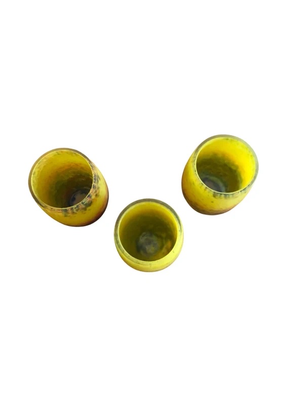 Ensemble de 3 gobelets  art déco – Verre marmoréen  nuagé – Signé André DELATTE NANCY-photo-3