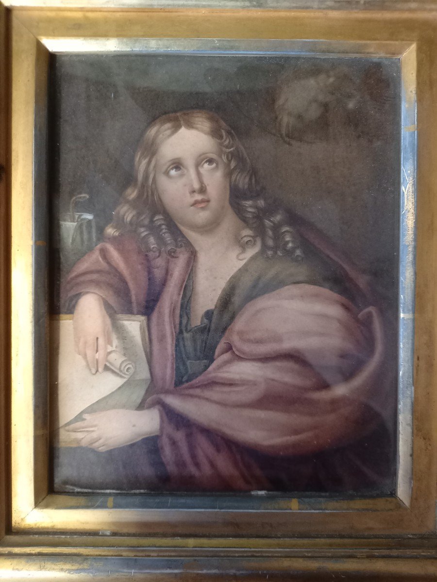 Romantic Watercolor, Representing A Holy Woman Praying 
