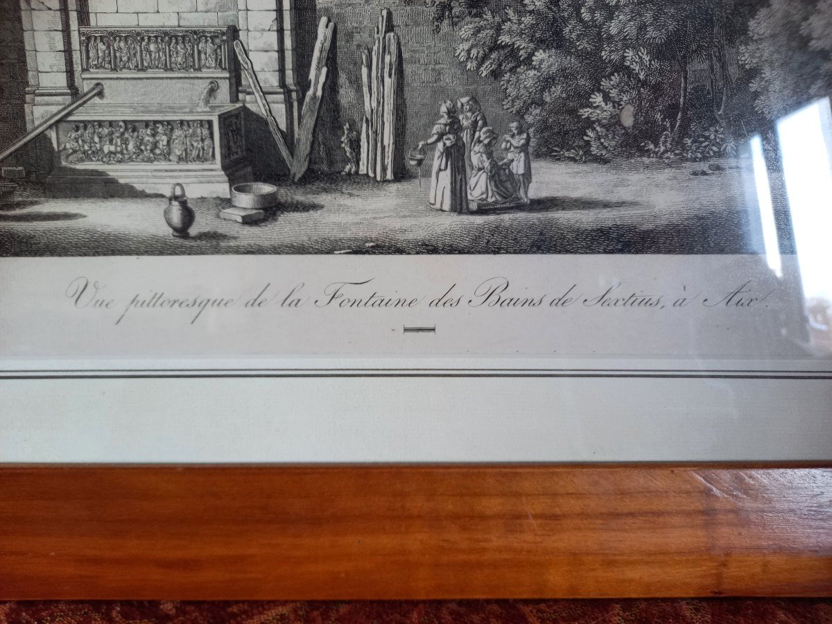 The Fountain Of The Baths Of Sextius, Early 19th Century Engraving -photo-3