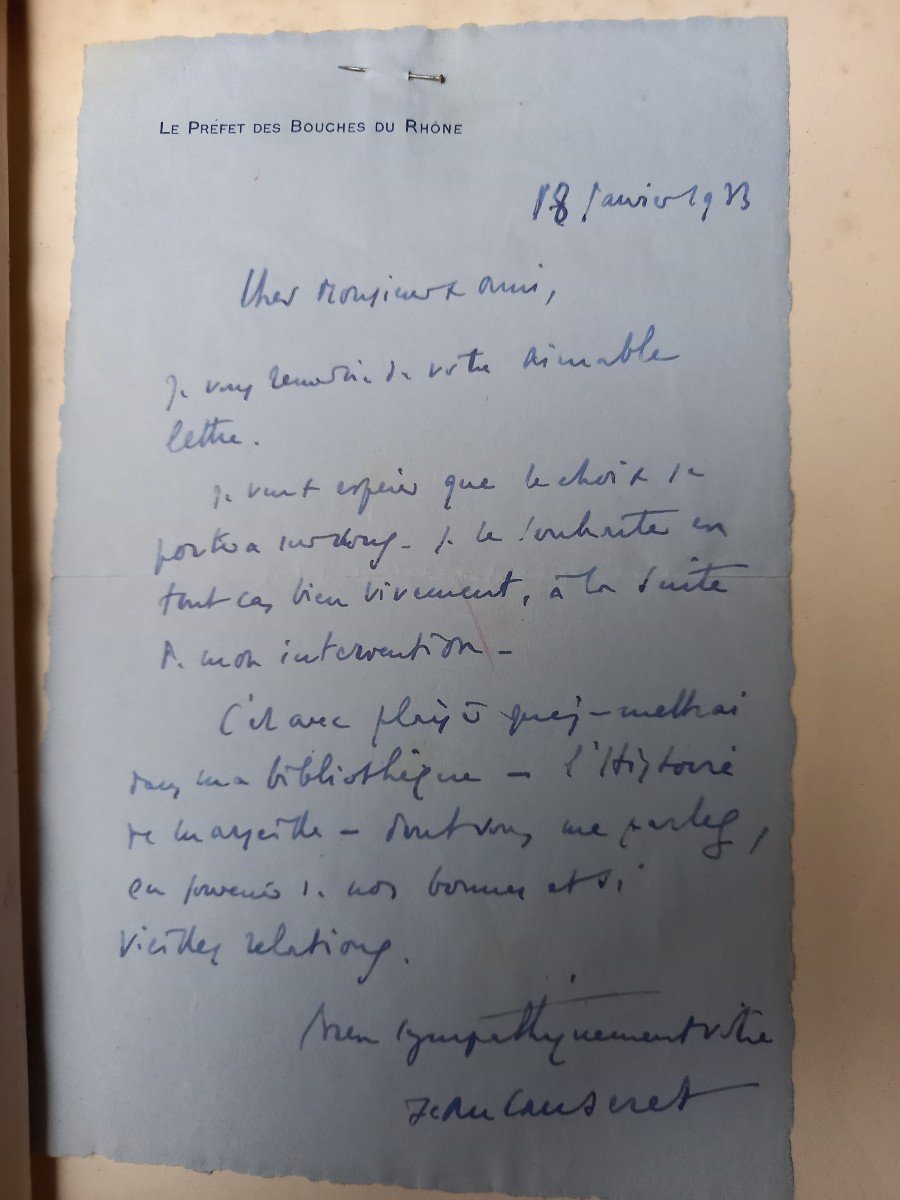 Histoire De Marseille Par A.boudin  1852, lettre de Jean Causeret  préfet  assassiné en 1933-photo-5