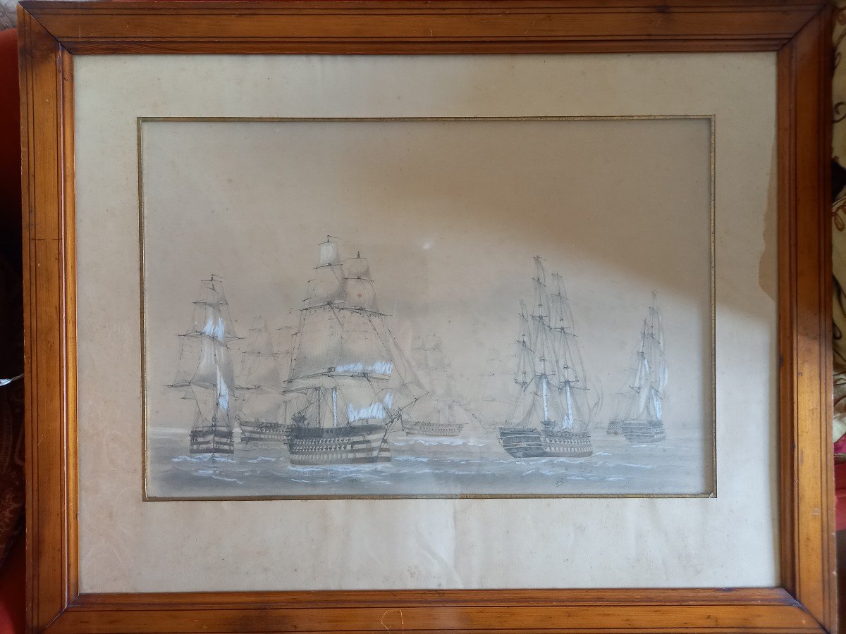 The French War Fleet On Maneuver Around 1850