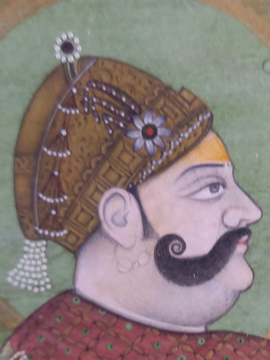 Indian Miniature: Sawai Madho Sing Maharadja Of Jaipur-photo-4