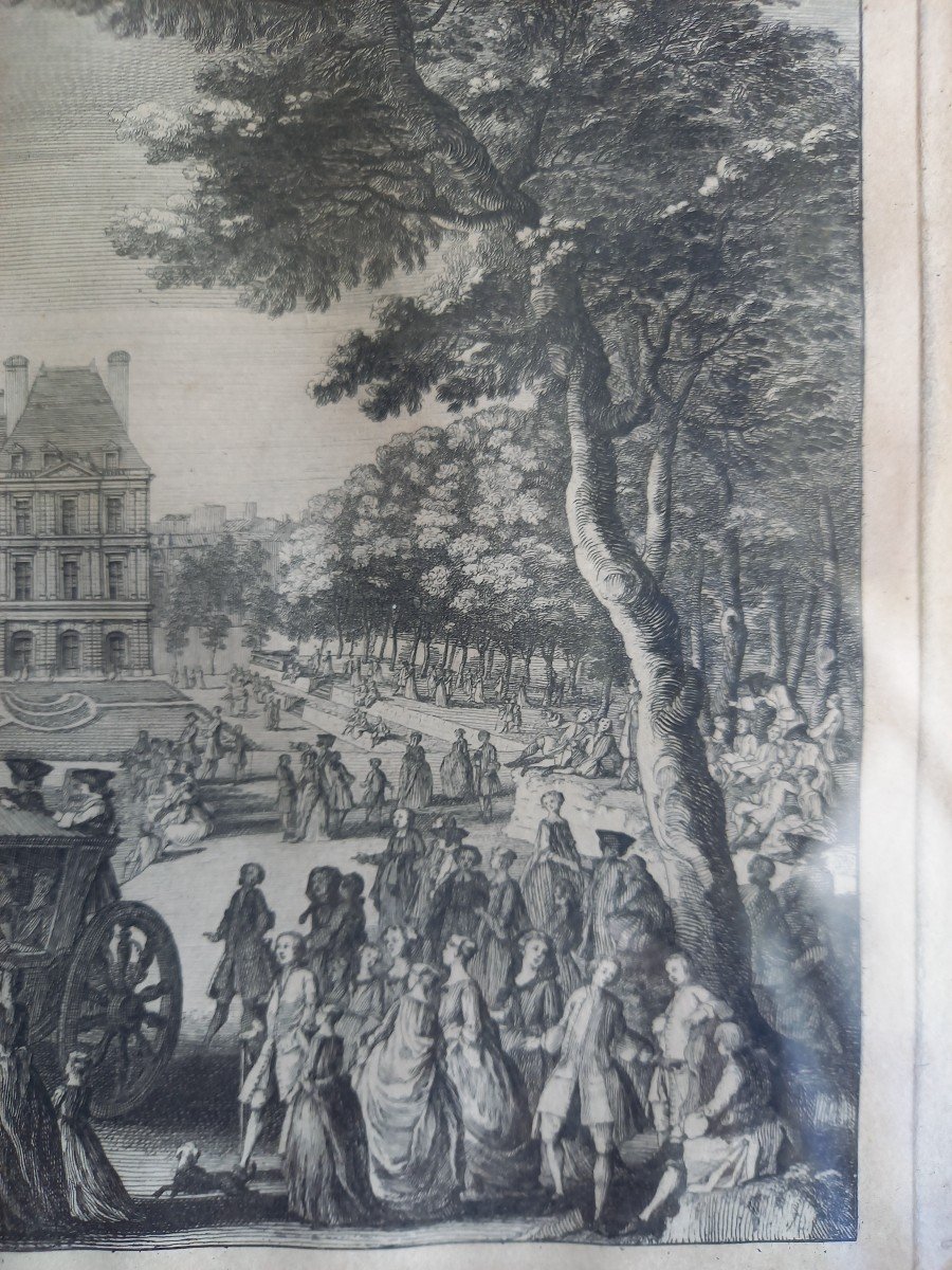 Les Promenades Du Luxembourg, Gravure XVIIIe,  Cadre  d'époque -photo-3
