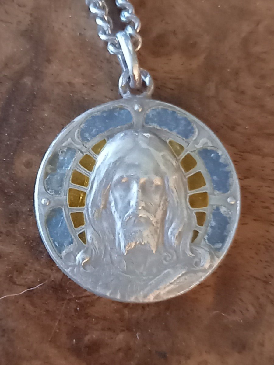 Christ Triumphant Medal, Enamels Plique à Jours On White Gold -photo-2