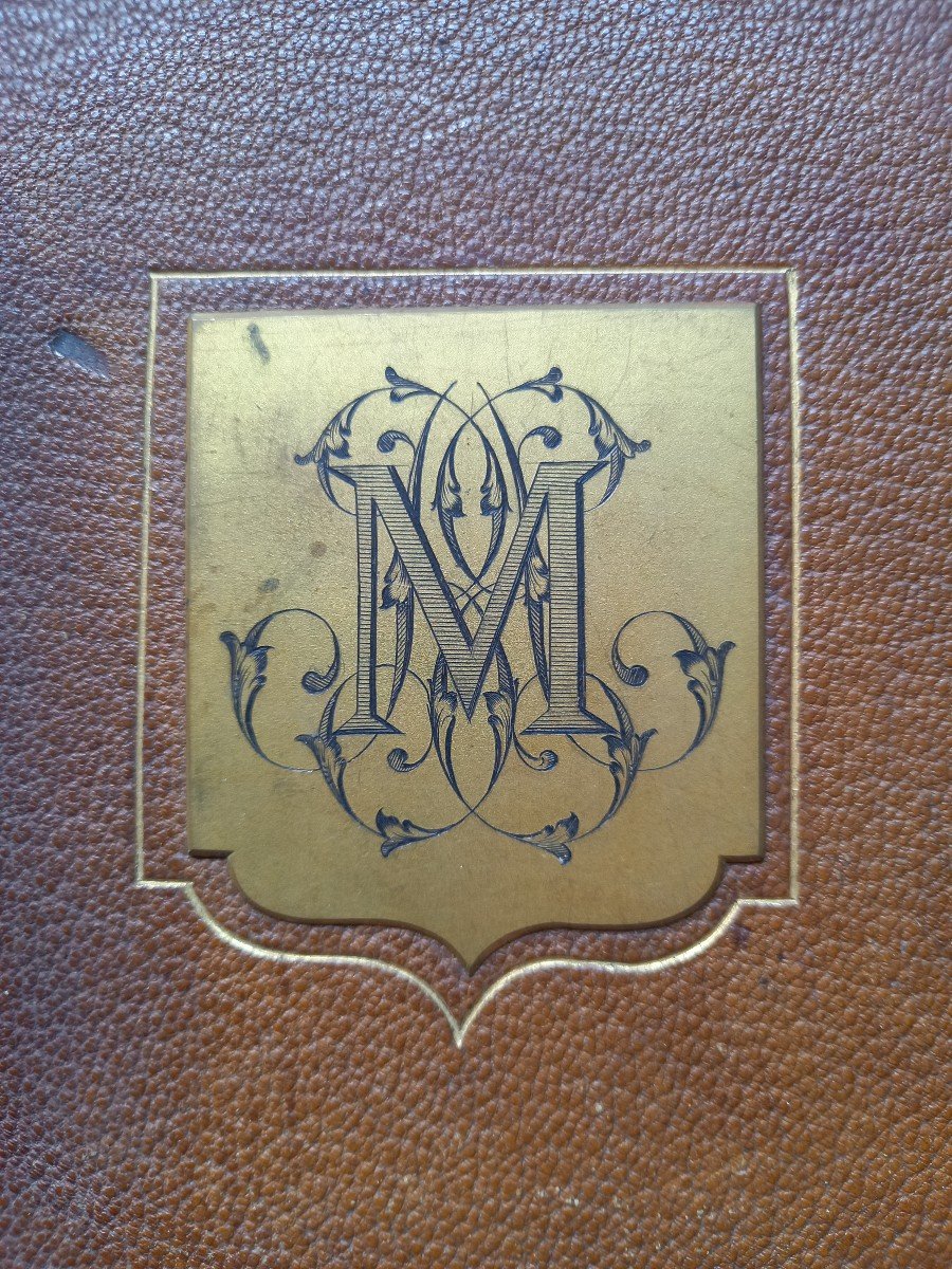 Sous Main En Cuir Brun, époque Napoléon III -photo-2