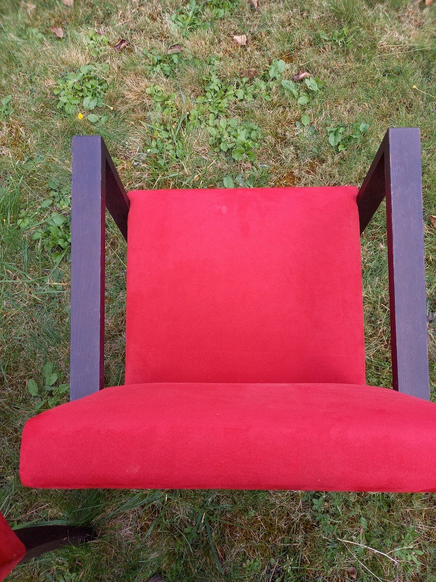 Didier Gomez Design: Suite Of Six Bridge Armchairs From The French Line-photo-4