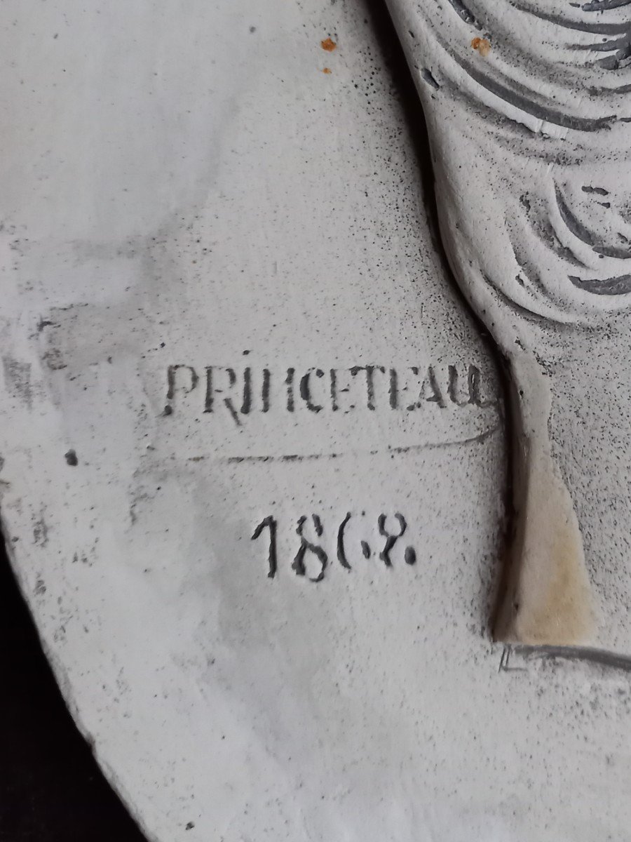 Profile Sculpted On Plaster By René Princeteau Dated 1868-photo-1