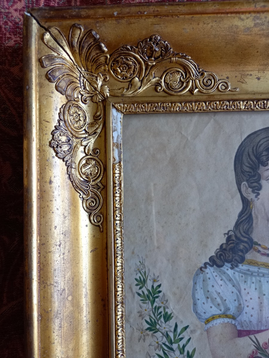 Watercolor Engraving Before 1830: Mademoiselle d'Artois -photo-1
