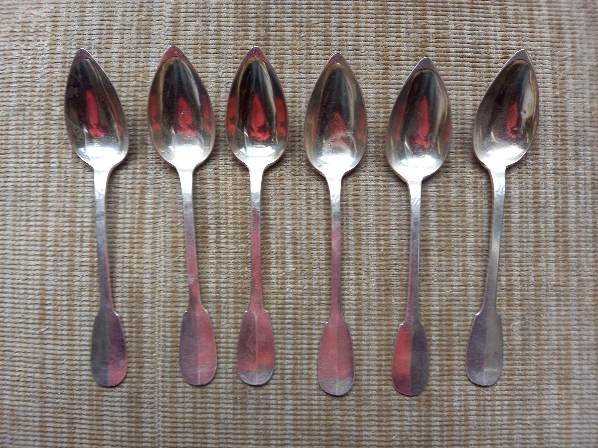Six Small Spoons In Solid Silver, Mid-19th Century -photo-2