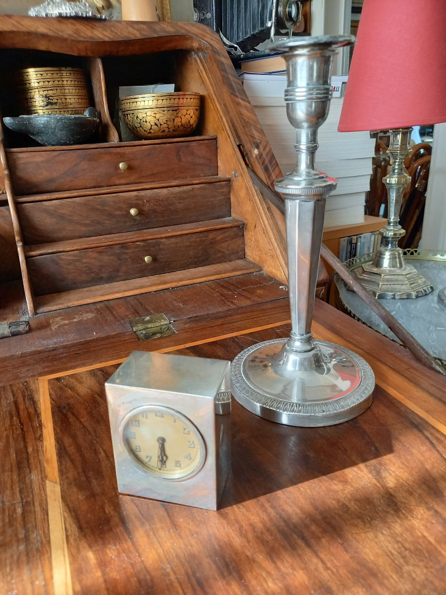 Solid Silver Clock, Circa 1930-photo-3