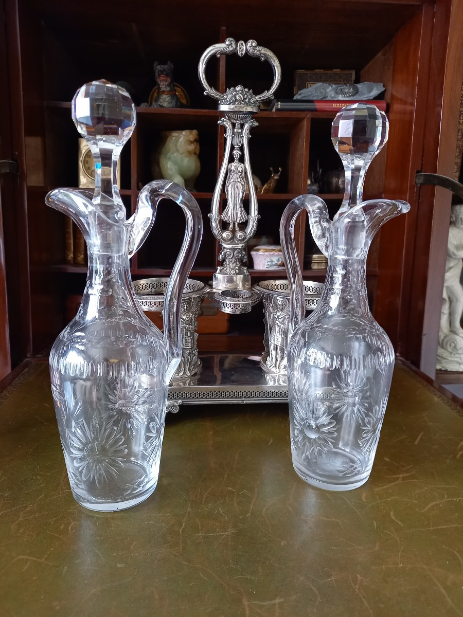 Huilier En Argent Et Cristal,  Poinçon Vieillard,  époque Restauration -photo-2