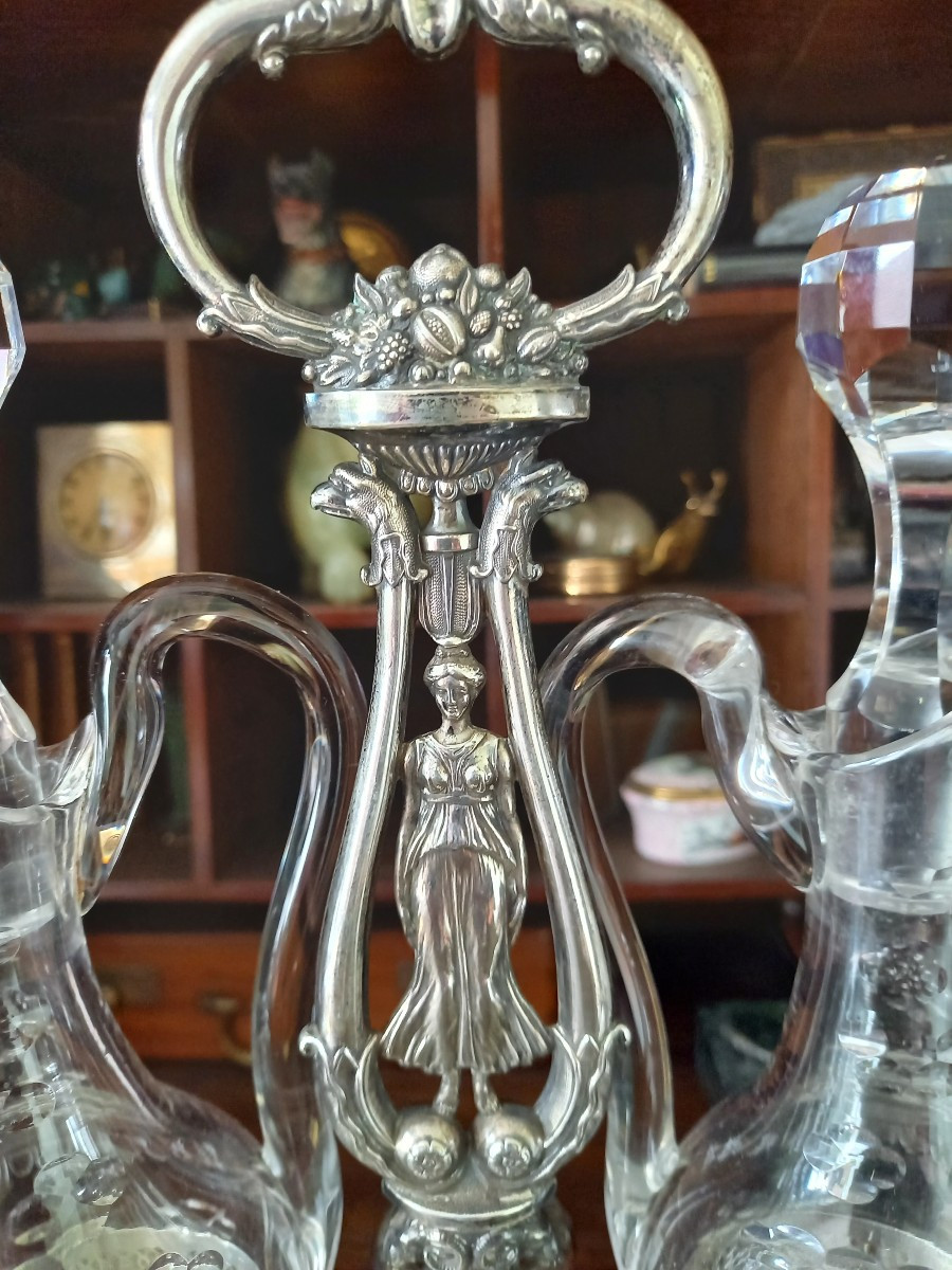 Huilier En Argent Et Cristal,  Poinçon Vieillard,  époque Restauration -photo-3