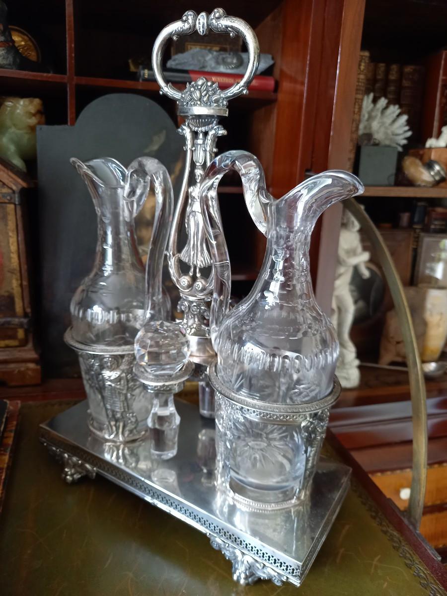 Huilier En Argent Et Cristal,  Poinçon Vieillard,  époque Restauration -photo-6