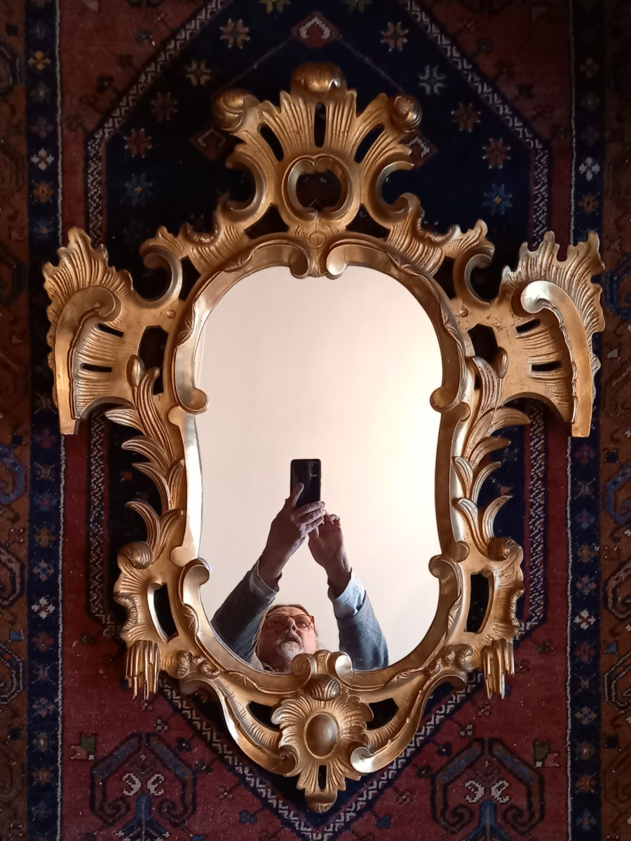 Miroir Rococo,  Belle Dorure à La Feuille d'Or 