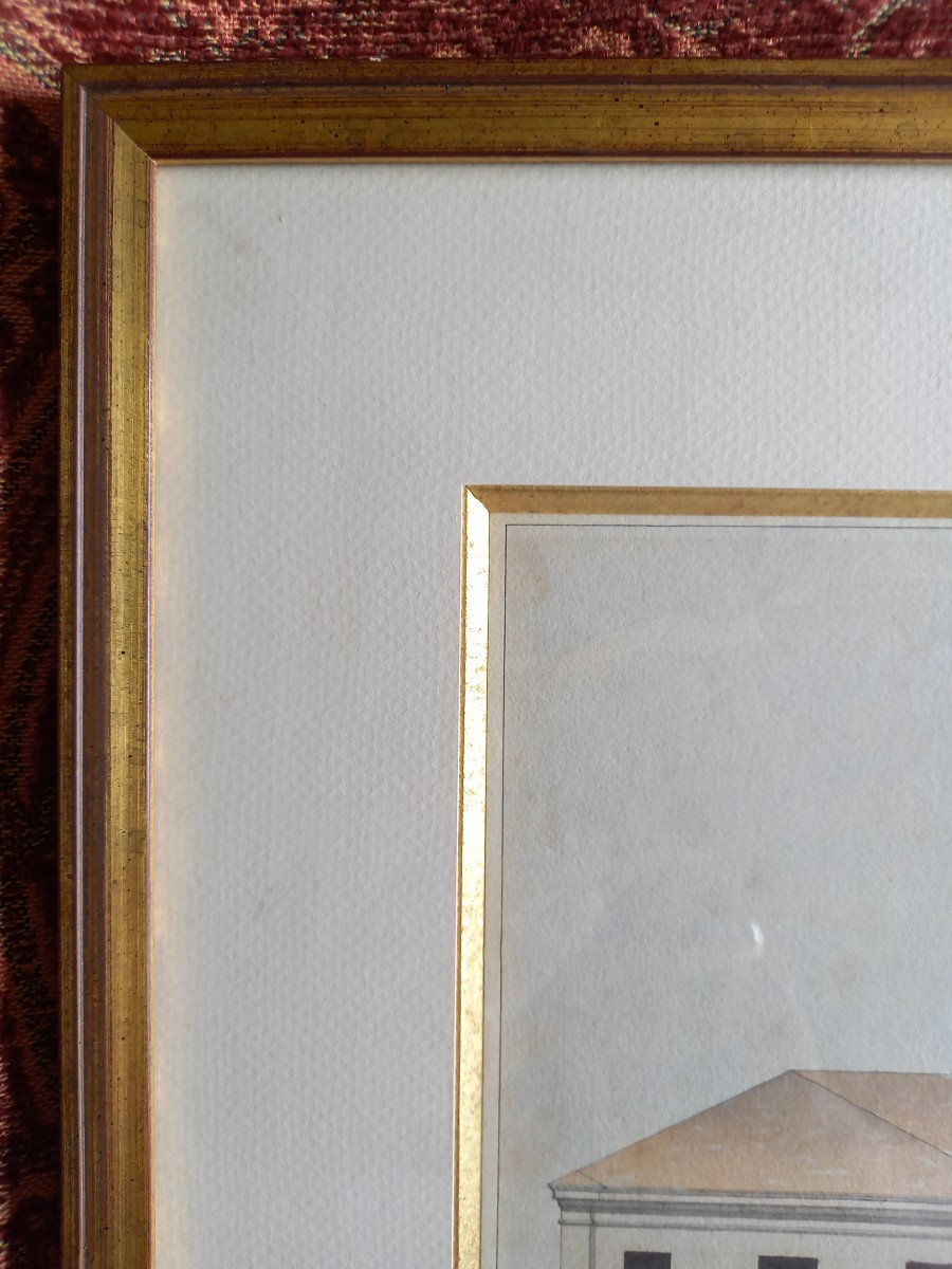 Town Hall Project, 19th Century Watercolor Architectural Work -photo-5
