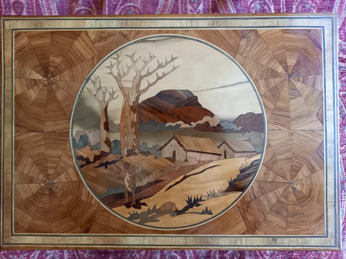 Large Work Box, Exotic Work Circa 1920-photo-2