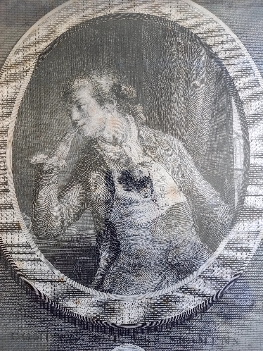 Augustin de Saint Aubin : paire de gravures XVIIIE -photo-3