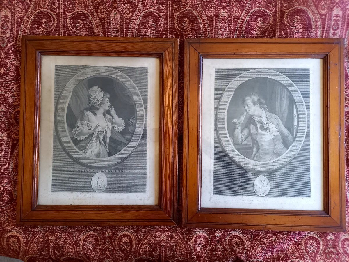 Augustin de Saint Aubin : paire de gravures XVIIIE 
