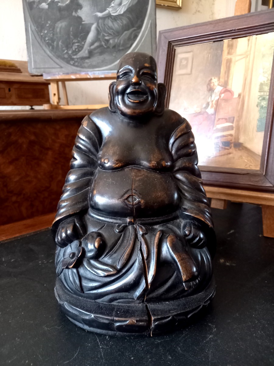 Chine ou Japon fin XIXe : magot sculpté en ébène de Macassar -photo-5