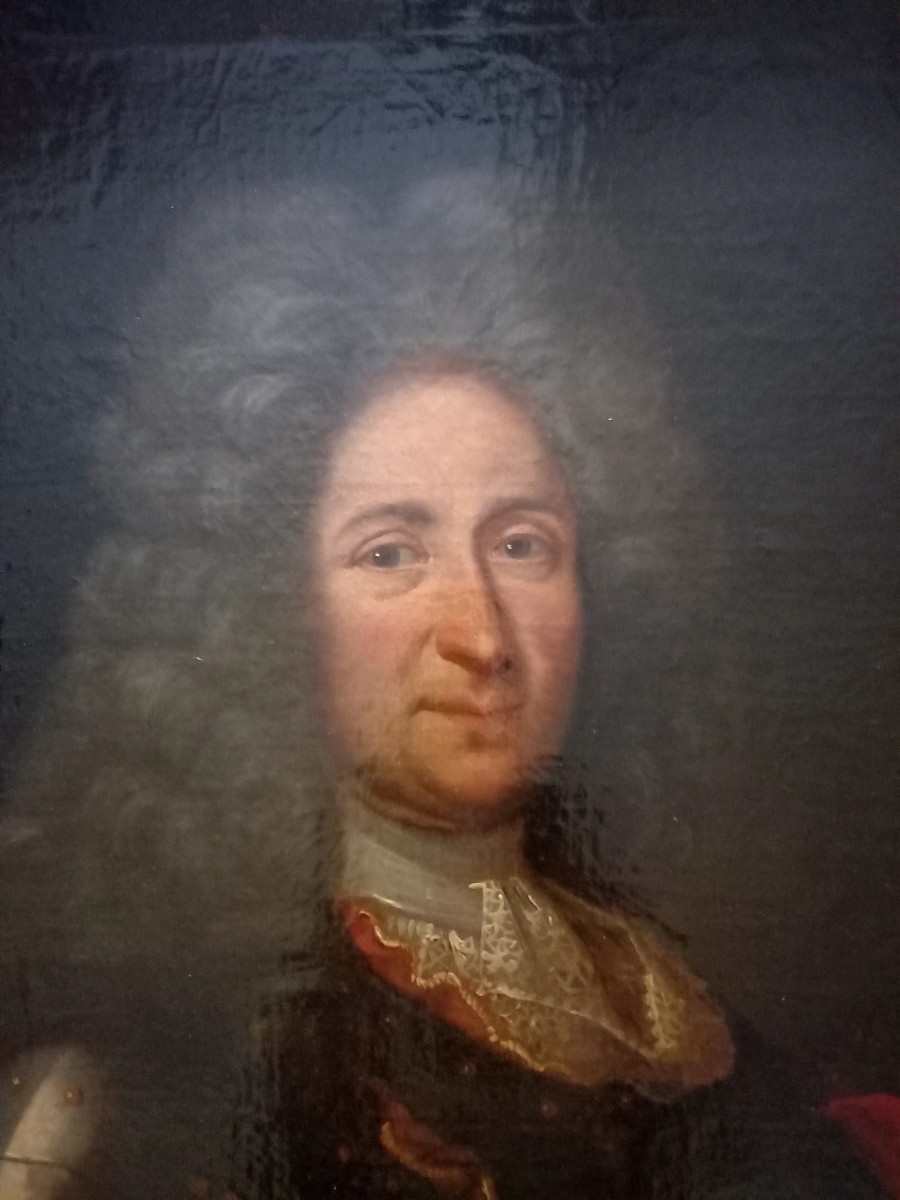 XVIIE siècle : portrait d'officier  en armure,  portant l'ordre de Saint Louis -photo-4